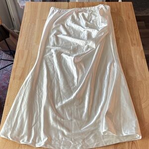 Chic Satin Maxi Skirt in White